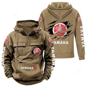 Touring Motorcycle Tactical Quarter Zip Hoodie, Exclusive Logo Hoodie For Car Enthusiasts CAR122 - Khaki