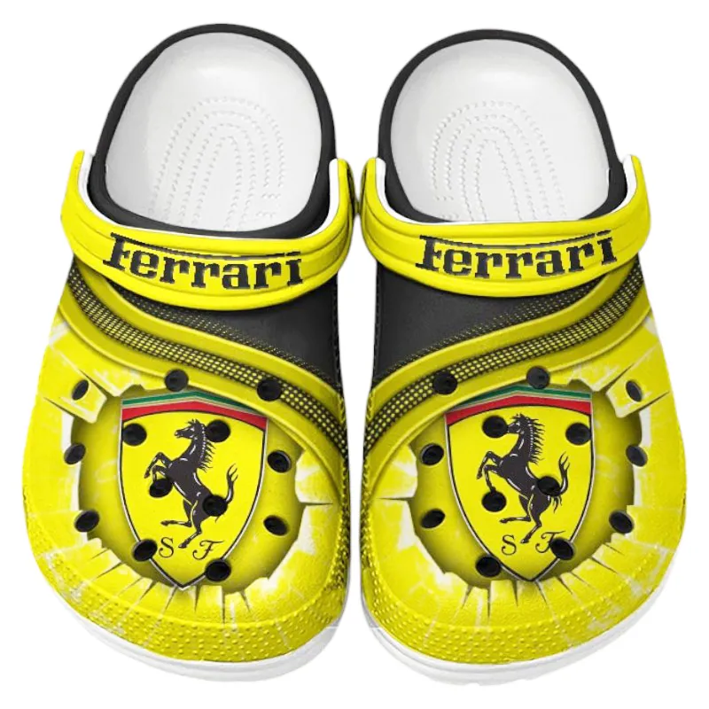 Yellow Edition Track-Ready Sports Car Inspired All Over Print Clog, Perfect Gift Footwear for Automotive Enthusiasts CAR188