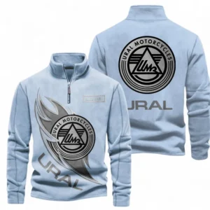 Two-Wheel Vehicle Hoodie, Ride Ready Half-Zip Stand Collar CAR501 - Light Blue