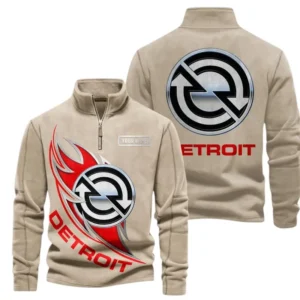 Freight Hauler Engine Hoodie, Half-Zip Hoodie for Street Riders CAR502 - Light Khaki