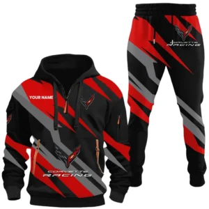 Sports Icon Hoodie Half Zip x Sweatpants Set, 3D Printed Driver's Outfit CAR514100925003