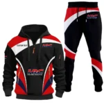Racing Car Hoodie Half Zip x Sweatpants Set, 3D Printed Driver's Outfit CAR514100925005