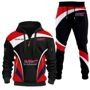 Racing Car Hoodie Half Zip x Sweatpants Set, 3D Printed Driver's Outfit CAR514100925005