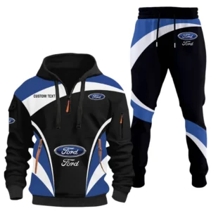 Vintage Ride Hoodie Half Zip x Sweatpants Set, All-Season Car Enthusiast Tracksuit CAR514100925014