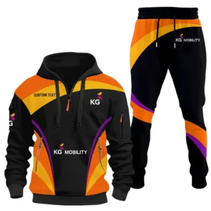 Racing Motor Hoodie Half Zip x Sweatpants Set, 3D Printed Driver's Outfit CAR514100925023