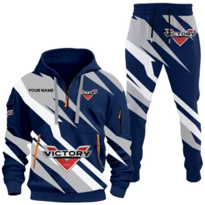 American V-Twin Hoodie Half Zip x Sweatpants Set, Street-Ready Automotive Tracksuit CAR514100925045