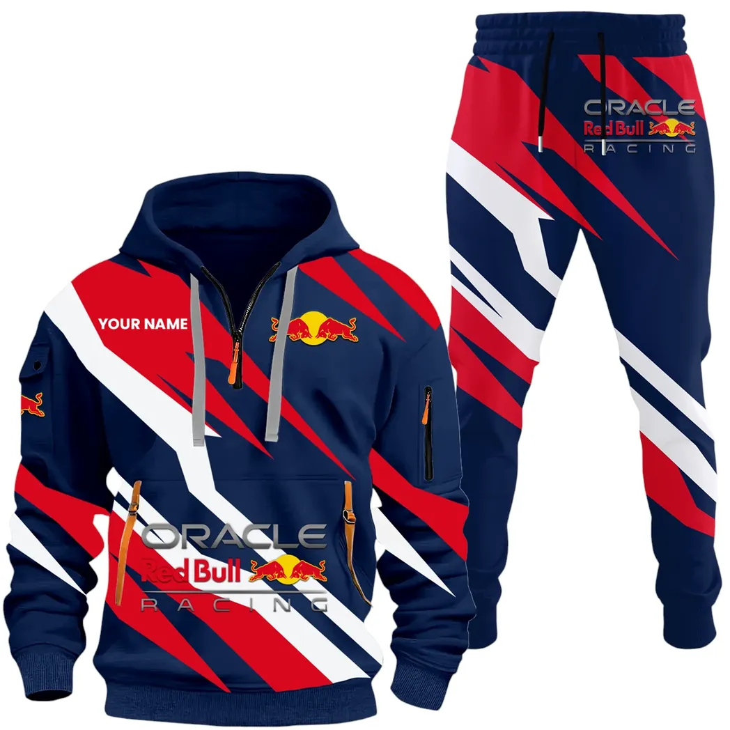 Racing Car Hoodie Half Zip x Sweatpants Set, Road-Ready Hoodie and Jogger Set CAR514100925049