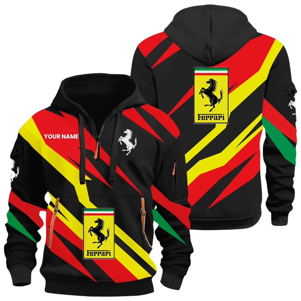 Track-Ready Sports Car Hoodie Half Zip 3D Print, Rugged Sporty Streetwear Hoodie CAR514100925062