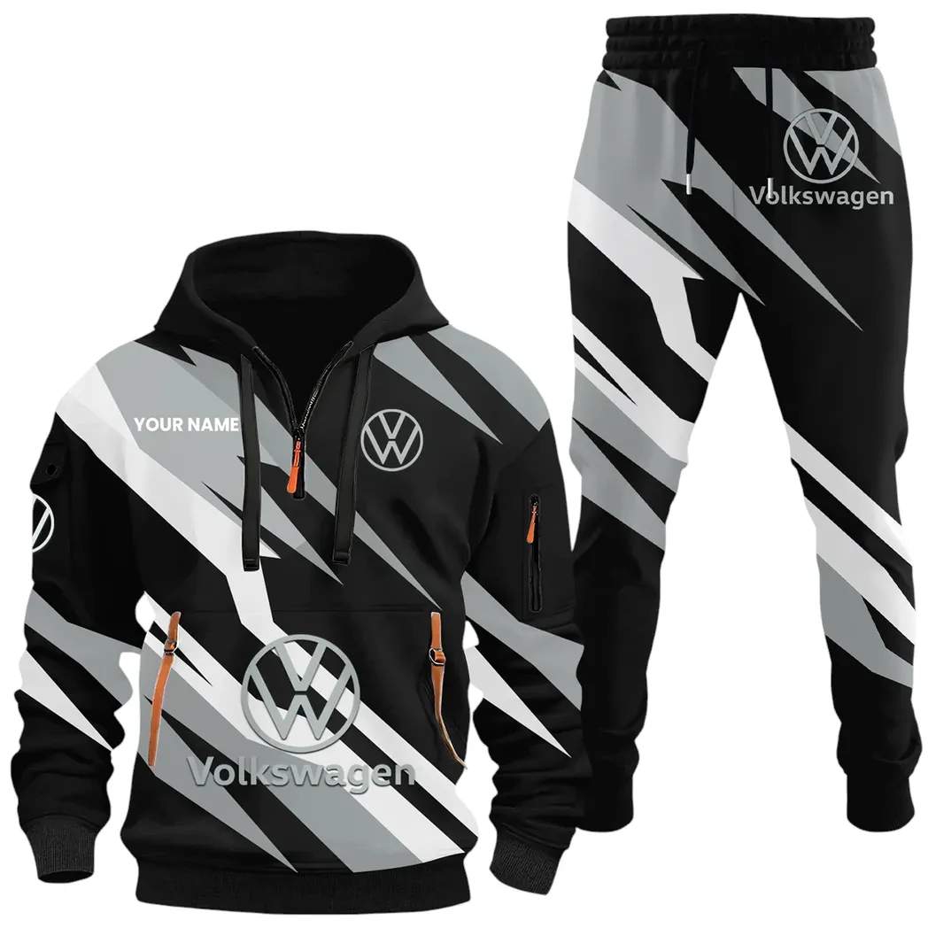 Compact Vehicle Hoodie Half Zip x Sweatpants Set, Sporty Auto-Inspired Tracksuit CAR514100925070