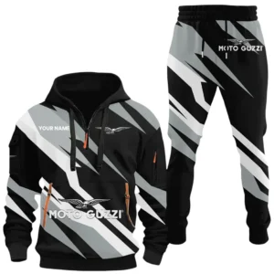 Historic Motorcycle Brand Hoodie Half Zip x Sweatpants Set, Performance Drive Hoodie Combo CAR514100925088