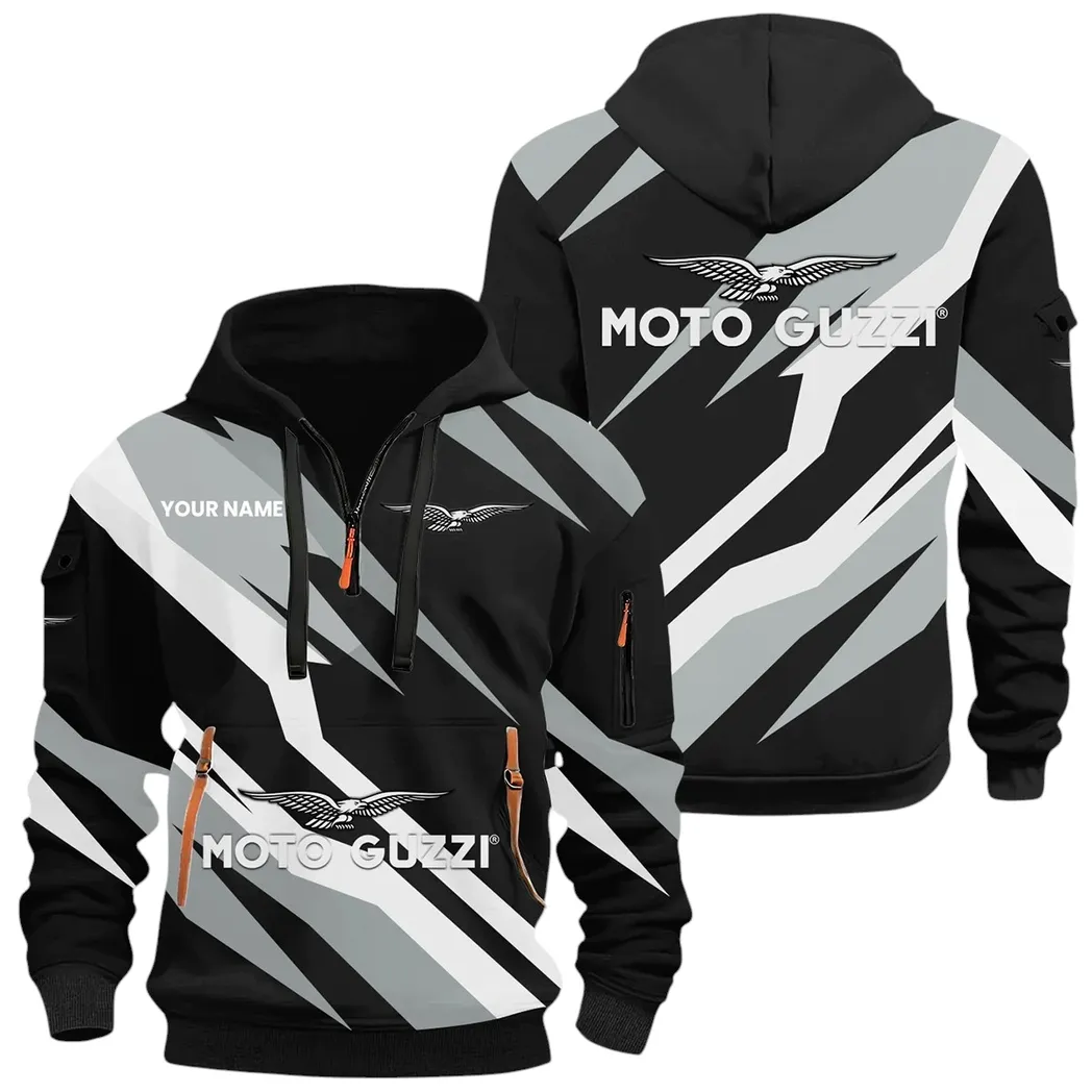 Historic Motorcycle Brand Hoodie Half Zip 3D Print, Streetwear Casual Look Outfit CAR514100925088
