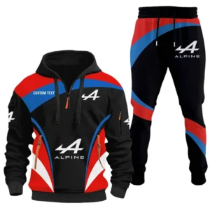 Sports Car Hoodie Half Zip x Sweatpants Set, Sporty Auto-Inspired Tracksuit CAR514100925096