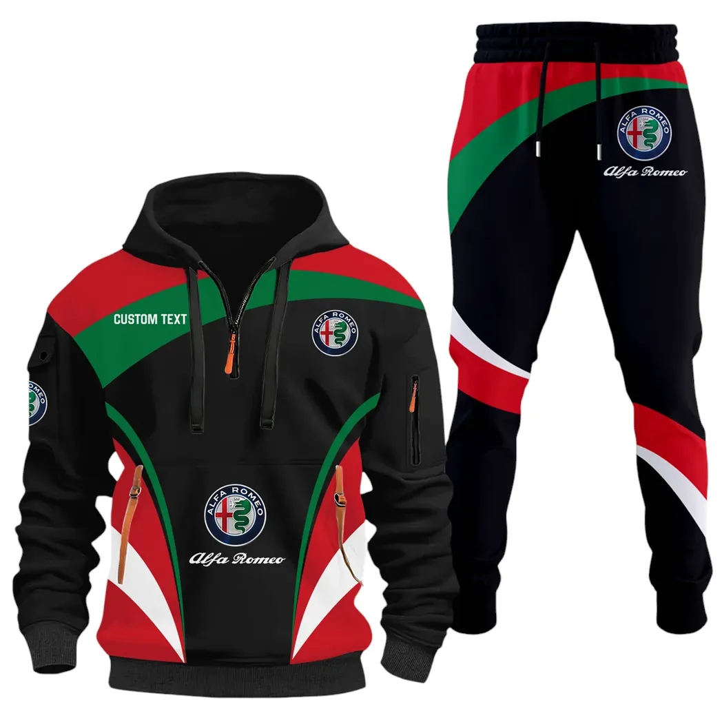 Sport Sedan Hoodie Half Zip x Sweatpants Set, All-Season Car Enthusiast Tracksuit CAR514100925100