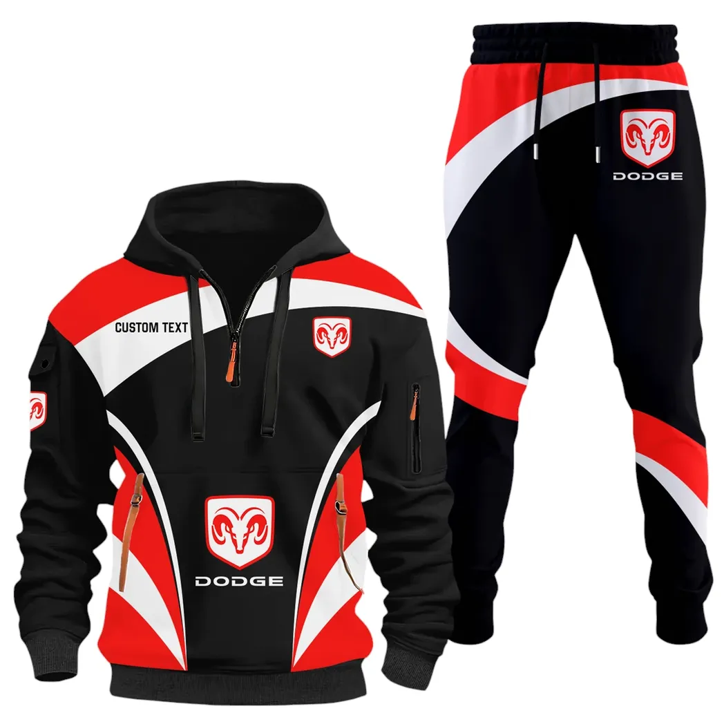 Power Car Hoodie Half Zip x Sweatpants Set, 3D Printed Driver's Outfit CAR514100925107