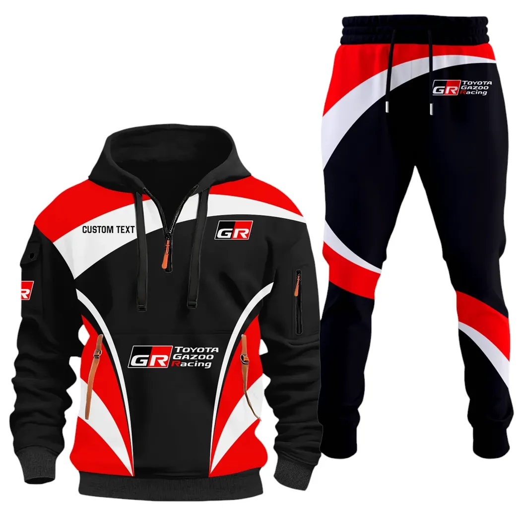 Racing Car Hoodie Half Zip x Sweatpants Set, 3D Car Culture Hoodie Set CAR514100925108