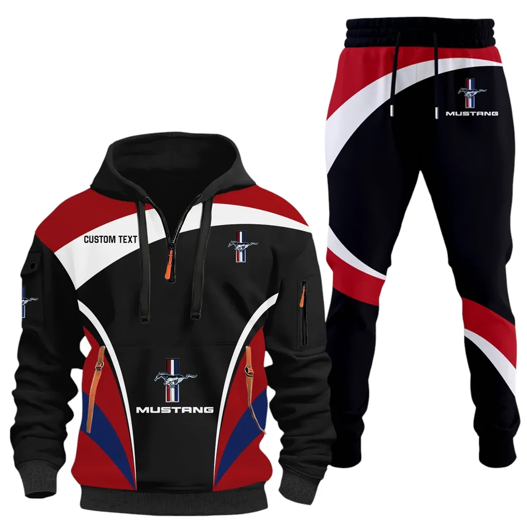 Racing Car Hoodie Half Zip x Sweatpants Set, 3D Printed Driver's Outfit CAR514100925117