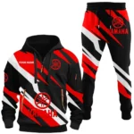 Racing Motor Hoodie Half Zip x Sweatpants Set, Ride-Inspired Half-Zip Hoodie Set CAR514100925133
