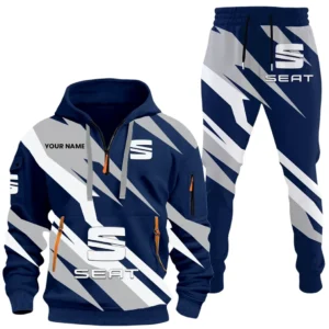 Affordable Sedan Hoodie Half Zip x Sweatpants Set, Sporty Auto-Inspired Tracksuit CAR514100925152