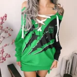 Fan Spirit Lace-Up Sweatshirt, Bold Athletic Hoodie Dress HVN1289AF