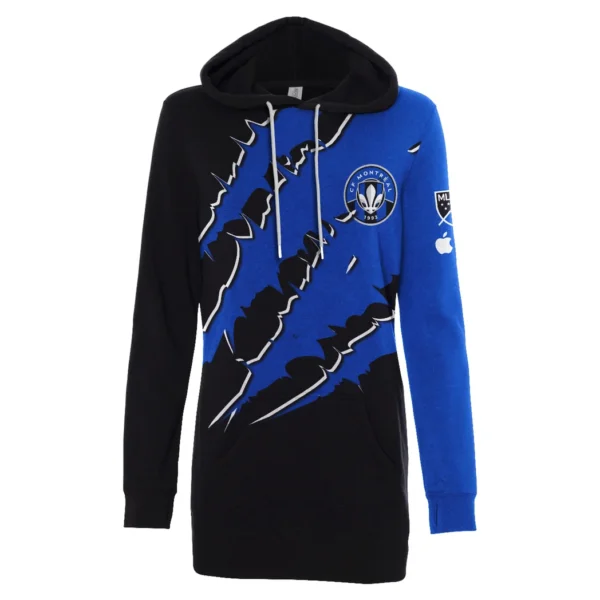 Fan Pulse Hoodie Dress, Sporty Women's Hoodie Dress HVN1289MF - Image 2