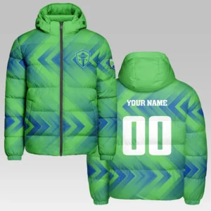 Rising Beat Hooded Cotton Jacket, Heavyweight Stadium Night Coat HVN1301SS