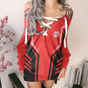 Spirit Energy Lace-Up Sweatshirt, Sporty Chic Hoodie Dress HVN1310NY