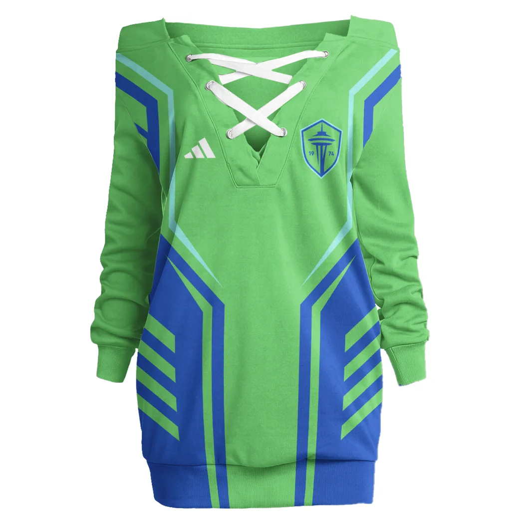 Game Flow Lace-Up Sweatshirt, Sporty Chic Hoodie Dress HVN1310SS - Image 2