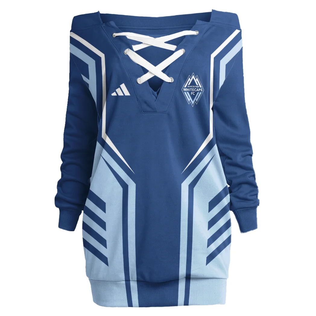 Goal Energy Lace-Up Sweatshirt, Fashion-Forward Hoodie Dress HVN1310VW - Image 2