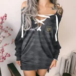 Rising Flow Lace-Up Sweatshirt, Feminine Lace-Up Hoodie Dress HVN1311LA