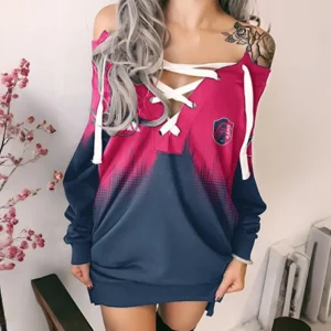 Strong Passion Pride Lace-Up Sweatshirt, Bold Athletic Hoodie Dress HVN1312SL