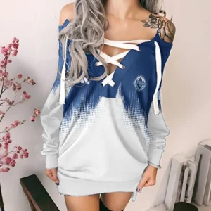 Fan Pulse Lace-Up Sweatshirt, Sporty Chic Hoodie Dress HVN1312VW