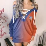 Fan Pulse Lace-Up Sweatshirt, Feminine Lace-Up Hoodie Dress HVN1313CF