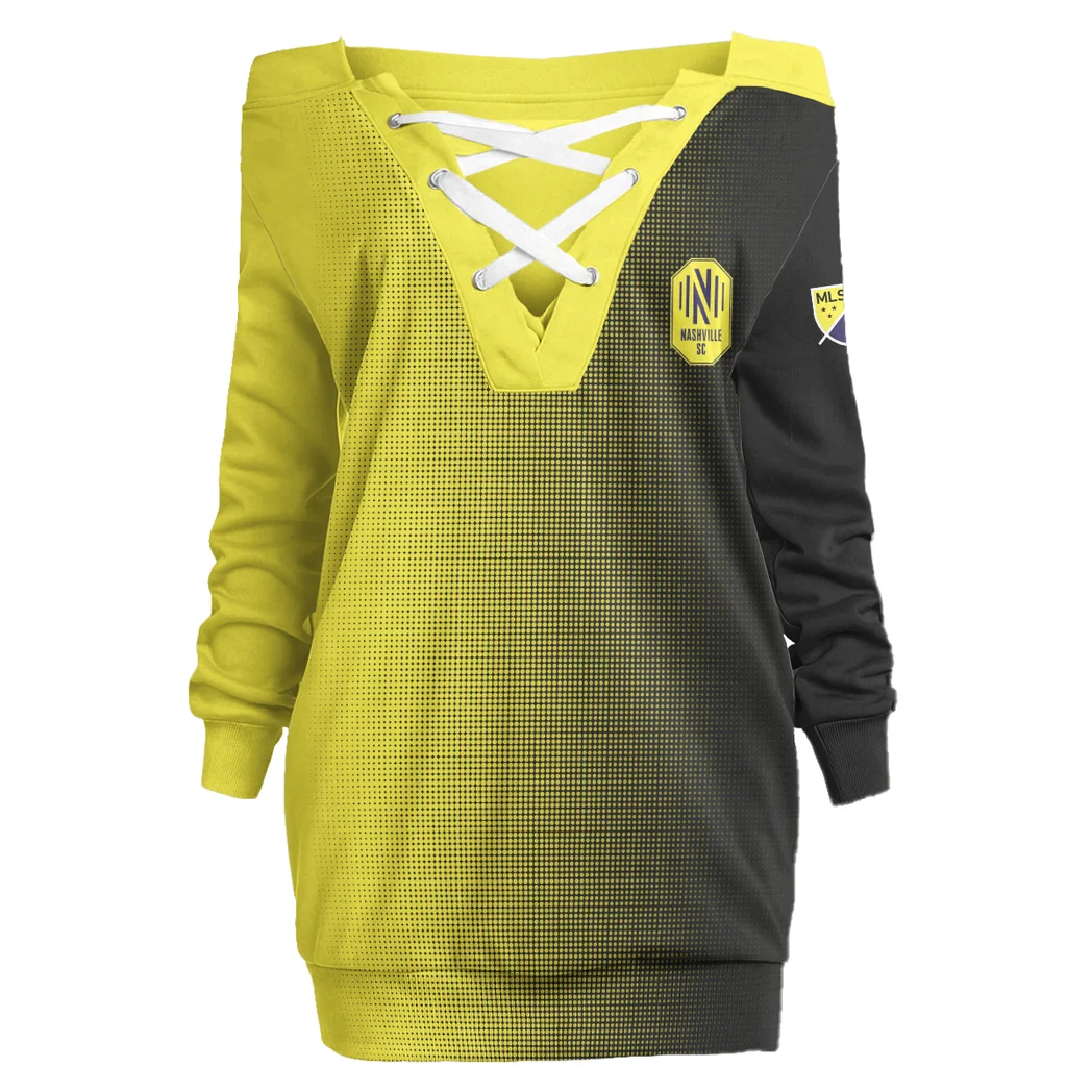 Fan Beat Lace-Up Sweatshirt, Bold Lace-Up Hoodie HVN1313NS - Image 2