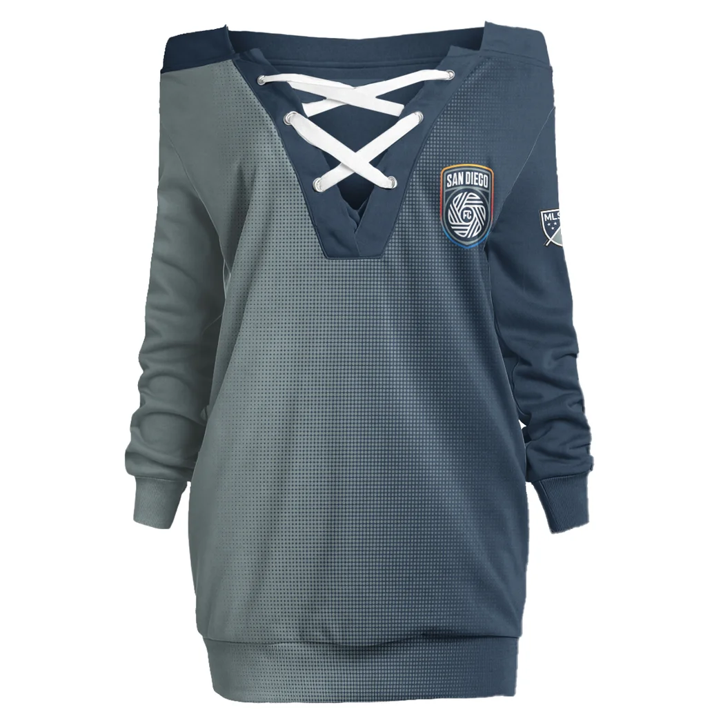 True Energy Lace-Up Sweatshirt, Bold Feminine Hoodie Dress HVN1313SD - Image 2