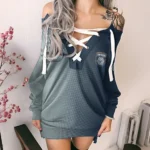 True Energy Lace-Up Sweatshirt, Bold Feminine Hoodie Dress HVN1313SD