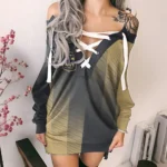 Support Beat Lace-Up Sweatshirt, All-Season Pullover Hoodie HVN1314LA