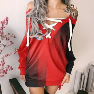 Game Pulse Lace-Up Sweatshirt, Chic Everyday Hoodie Dress HVN1314NY