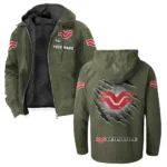 Crop Tractor Flannel Hoodie, Motor-Inspired Flannel HVN1327VE - Green