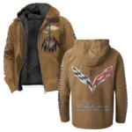 Classic Muscle Car Flannel Hoodie, Motor-Inspired Flannel HVN1328CC - Camel