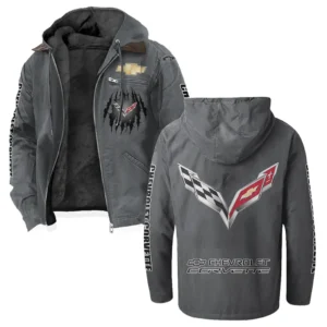 Classic Muscle Car Flannel Hoodie, Motor-Inspired Flannel HVN1328CC - Gray