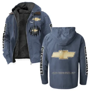 American Pickup Truck Flannel Hoodie, Ride-Ready Hooded Style HVN1328CE - Navy Blue