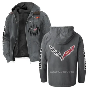Racing Classic Flannel Hoodie, Biker Spirit Hoodie HVN1328CO - Gray