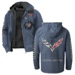 Racing Classic Flannel Hoodie, Biker Spirit Hoodie HVN1328CO - Navy Blue