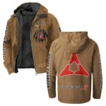Sporty Four-Door Flannel Hoodie, Driven Style Hoodie HVN1328DC - Camel