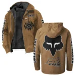 Motocross Gear Flannel Hoodie, Ride-Inspired Streetwear HVN1328FR - Camel