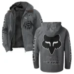 Motocross Gear Flannel Hoodie, Ride-Inspired Streetwear HVN1328FR - Gray