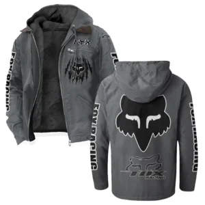 Motocross Gear Flannel Hoodie, Ride-Inspired Streetwear HVN1328FR - Gray