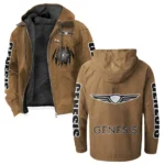 Modern Crossover Flannel Hoodie, Rugged Car Fan Hoodie HVN1328GE - Camel