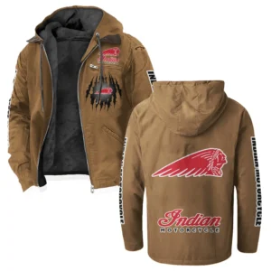 American-Style Motorbike Flannel Hoodie, Warm Street Flannel HVN1328IM - Camel