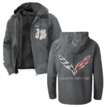 Classic Muscle Car Flannel Hoodie, Motor-Inspired Flannel HVN1330CC - Gray